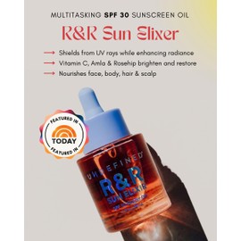 Undefined Beauty R&R Sun Elixir SPF 30 – Glow Oil for Face, Hair, Scalp & Body with Vitamin C, Amla, Tsubaki Seed & Milk Thistle
