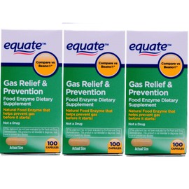 Equate Gas Bloating Relief and Prevention, Food Enzyme Dietary Supplement, 300 Count