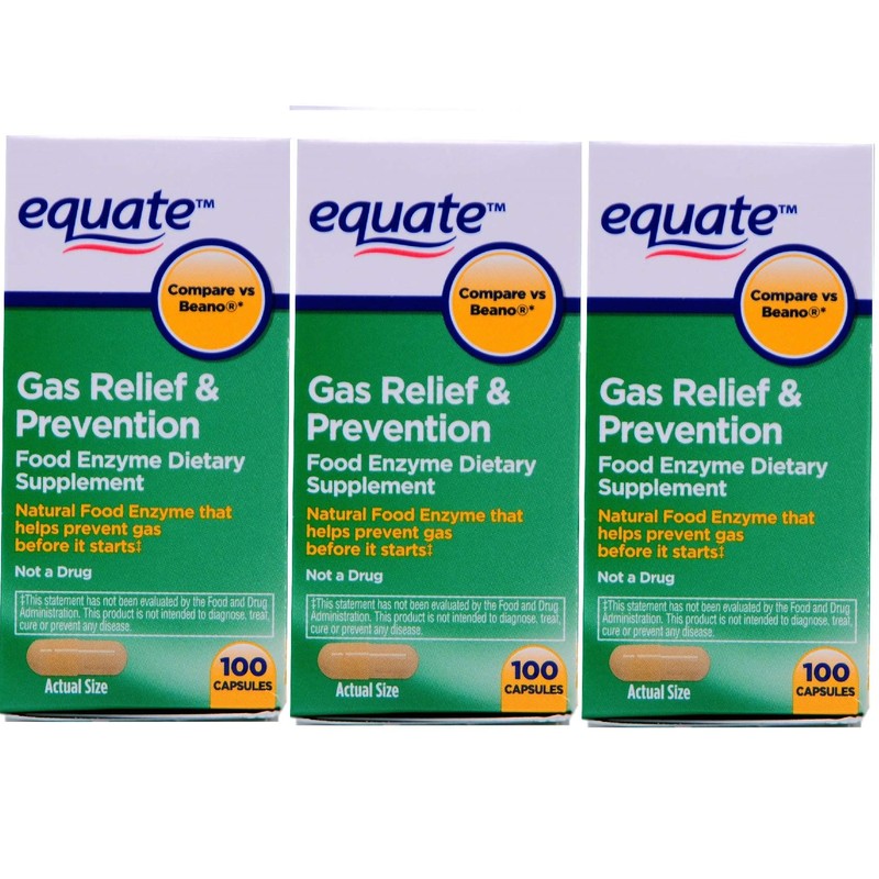 Equate Gas Bloating Relief and Prevention, Food Enzyme Dietary Supplement,