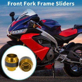 A ABSOPRO Motorcycle Frame Sliders Falling Protection Wheel Crash Protector Scooter Moped Aluminum Alloy Gold Tone 2 Pcs