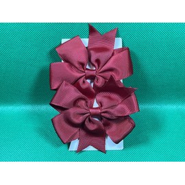 Unbranded Deep Red Hair Bow Clips Grosgrain Ribbon Baby Toddler Girl Hair Barrette Set