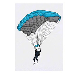 'Man With Parachute' Temporary Tattoo - Water Resistant, Skin-Safe, Non-Toxic Transfer (TO00040574)