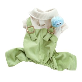 Dog Overalls Keep Warm Free Movement Soft Puppy Jumpsuit Fashionable Small Dog Clothing with Buckle for Spring Autumn Green S