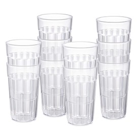 Honla 10 oz Small Drinking Glasses,BPA Free Cups,Unbreakable Plastic Tumblers,Set of 10 Highball Water Juice Cups for Kids/Adults,Dishwasher Safe,Clear