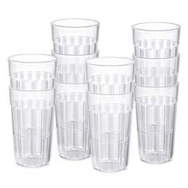 Honla 10 oz Small Drinking Glasses,BPA Free Cups,Unbreakable Plastic Tumblers,Set of 10 Highball Water Juice Cups for Kids/Adults,Dishwasher Safe,Clear
