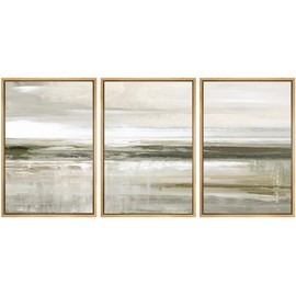 SIGNWIN Framed Canvas Print Wall Art Set Pastel Brown Country Field Landscape Nature Wilderness Illustrations Modern Art Decorative Scenic Rustic for Living Room, Bedroom, Office - 16"x24"x3 Natural