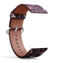 THAZEE 20mm Quick Release Replacement Leather Watch Band (Tribal Elephant) Smartwatch Strap Bracelet for Women, Men