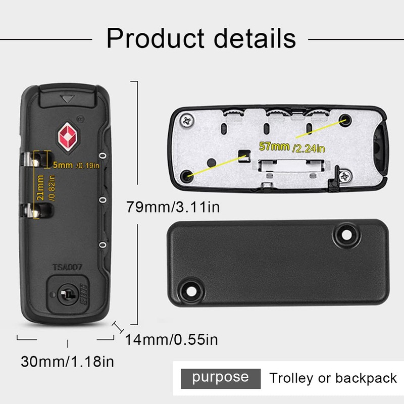 Reccisokz 2 Piece Luggage Security Lock, TSA Suitcase Lock, TSA