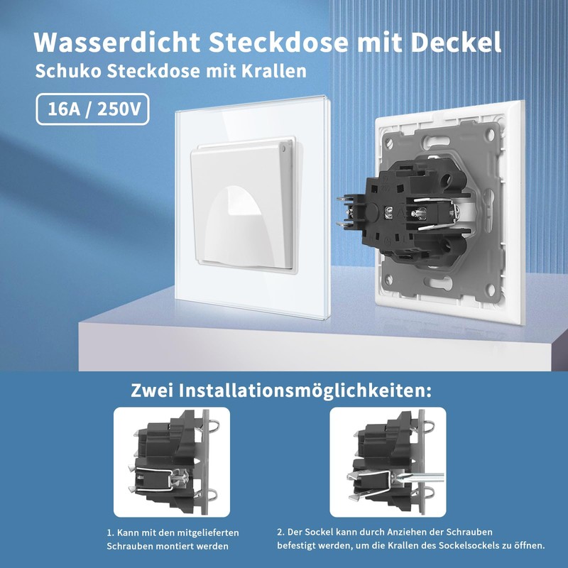 CNBINGO Waterproof Single Socket with Lid - Schuko Socket with