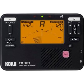 Korg TM-70T Tuner and Metronome w/ Sound Out Mode, Transpose Mode, and Chromatic Mode - Black