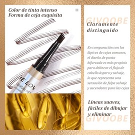 lpiz de Cejas de precisin de 4 Cabezales, Microcuchillas 3D Resistente al Agua, Larga duracin, Natural, Resistente al Agua y sin Manchas (01 Marrn... 