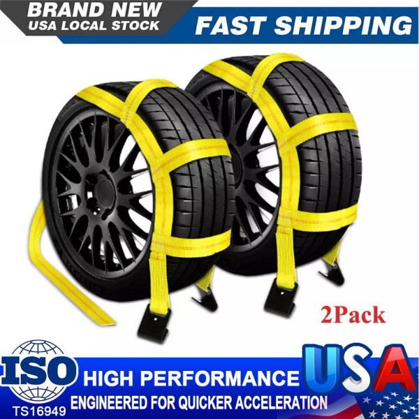 CarBole 2Pcs 14-20" 10000lbs Tow Dolly Basket Straps Tire Wheel