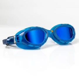 Zoggs Predator Flex Titanium Goggles, UV Protection Swim Goggles, Quick Adjust Swim Goggle Straps, Fog Free Adult Swim Goggle Lenses, Adults 3D Flex Ultra Fit, Blue/Blue/Mirrored Blue - Regular Fit