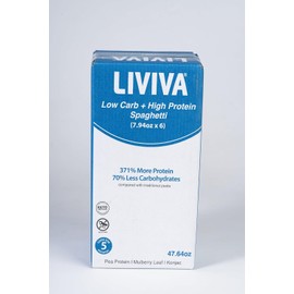 LIVIVA High Protein Low Carb KETO Pasta Value Pack - Spaghetti (Case of 6), 371% more Protein, 70% Less Carbs - Made with Pea Protein, Mulberry Leaf and Konjac