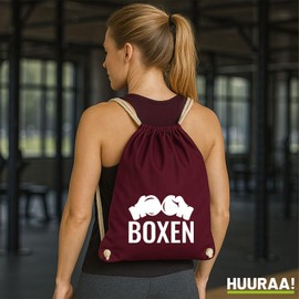 Huuraa Sporttasche Boxen Boxhandschuhe Geschenk 12 Liter Burgundy Baumwolle Boxen Überraschung