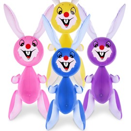 ArtCreativity Rabbit Inflates, Set of 4, 3 Ft. Easter Bunny Inflates, Indoor and Outdoor Party Decorations, Egg Hunt Supplies, Bunny Themed Birthday Party Favors, 4 Assorted Colors