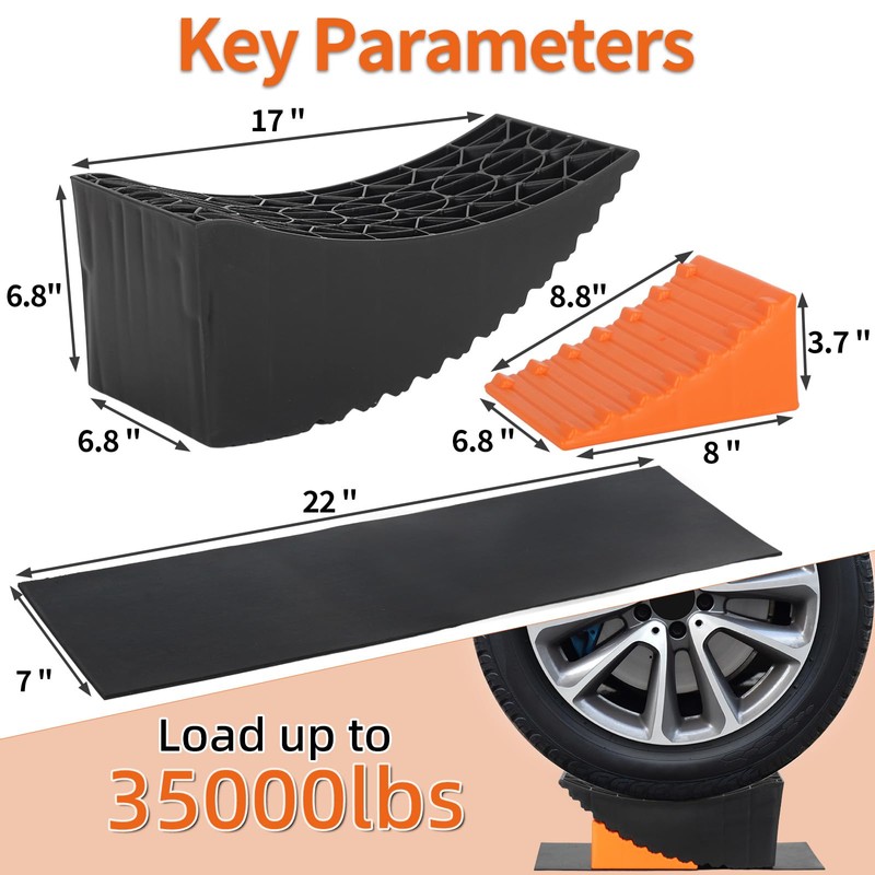 OULEME Raised Tire Change Ramp, Curved Leveling Blocks, for RV