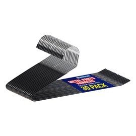 Lifemaster Metal Pants Hanger Set - 30 Pieces Elegant Non-Slip Closet Space Saving Hanger Set for Pants, Trouser, Blankets, and Jeans with Rubber Coating and Open Ended Sleek Design - Black