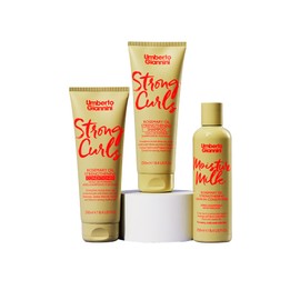 Umberto Giannini Curly Hair Routine Strong Curls Strengthen & Hydrate (3 Products) - Shampoo, Conditioner & Leave-In Conditioning Moisture Milk Treatment - Biotin - Sulphate Free + Vegan