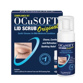 OCuSOFT OCuSOFT Lid Scrub Original Compliance Kit - Instant Foaming Eyelid Scrub & Lint-Free Wipes - Daily Eyelid Kit to Remove Oil, Dust, Pollen & Eye Makeup - 1.68 fl oz & 100 Dry Pads
