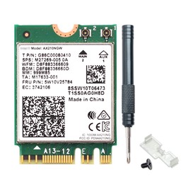 AX210NGW Tarjeta WiFi 6E para PC portátil – Tri-Band 5400Mbps con Bluetooth 5.3 compatible con nueva banda de 6GHz, canal de 160MHz, interfaz MU-MIMO M.2 2230 para Intel AX210 Windows 10/11 (802.11ax)