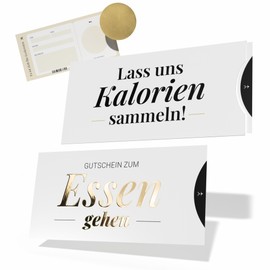 Creatastic Creatastic® - Gutschein essen gehen [Hülle, Karte mit Golddruck, Rubbelaufkleber] DIN Lang | Restaurant Gutschein | Gutscheinkarte essen gehen | Karte Einladung essen | Geburtstagsgeschenk