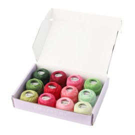 Rhapsody Pearl Cotton Thread Size 8 Crochet Thread Perle 12 Balls Set Hand Knitting, Embroidery, Sashiko, Cross-Stitch, Sewing, Needlepoint, DIY, Quilting (Set Merry Christmas)