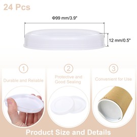 sourcing map 24 Pcs Mailing Tube End Caps 4" ID Round Cardboard Shipping Tube End Caps Protective Plastic Poster End Caps for Paper Mailing Tubes Shipping and Storage of Documents and Art