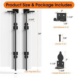 Youlvy 24" Cane Bolt Gate Drop Rod for Wood Fence Heavy Duty Gate Hardware, Gate Ground Latch for Wooden Fences Metal Gates Stopper for Gate Ground, Iron Gate Drop Pin Holding Gate to The Ground 2PCS