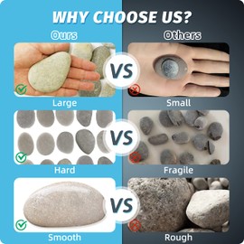 DALTACK 10 Pcs Large Rocks for Painting, Natural River Rocks, Flat River Rocks, 2-3 Inches Stones for Arts & Crafting