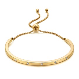 LILIE&WHITE Gold Zircon Bracelet with Adjustable Clasp - Elegant Jewellery for Women, Fade Free Design - Gift for Fashion Conscious