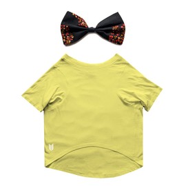 Ruse playera básica de verano para perro, cuello redondo y algodón floral negro, estampado de corbatín, media manga, vestido de fiesta, ropa, camisetas, regalo para perros. XL