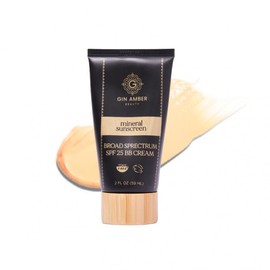 Gin Amber Beauty Mineral Tinted SPF 25 - Toxic Free Face Sunscreen and BB Cream for Women with Sensitive Skin - Revolutionary Zinc Oxide Formula - Improves Fine Lines and Uneven Skin Tone