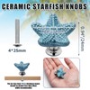 Luomorgo 4 Pack Ceramic Starfish Drawer Knobs - Coastal Blue