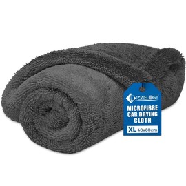 Towelogy Car Drying Towel Extra Large Dual-Sided Microfibre with Twisted Loop Technology for One-Pass Drying, Maximum Water Grip & Zero Streaks (Grey Matter, X Large)