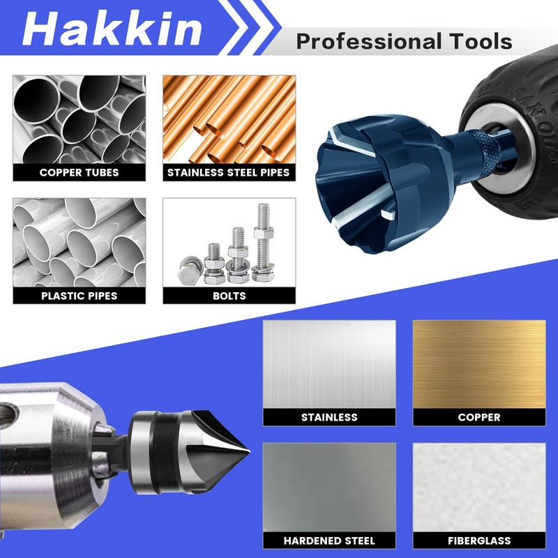 Hakkin 5Pcs Burr Removal Tool, Deburring External Chamfer Tool with