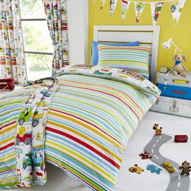Happy Linen Company Kids Boys Girls Zoo Escape Animals White Reversible Single Bedding Duvet Cover Set