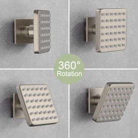 STARBATH Shower Body Spray Jets, 3-inch Big Size Square Brass Shower Body Jet Brushed Nickel, Body Jet Sprays 36 Silicone Spray Heads and 216 Spout Holes NPT 1/2"-4PCS