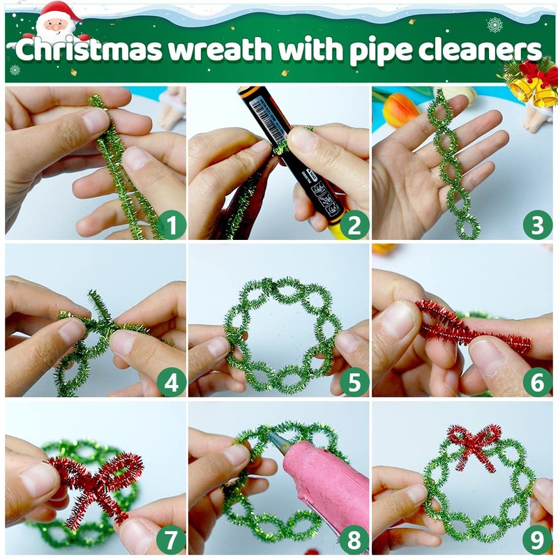 Iooleem 200pcs Golden Glitter Pipe Cleaners, Glitter Chenille Stems, Pipe