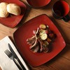 Gibson Soho Lounge Square Reactive Glaze Dinnerware Set, Red, Service