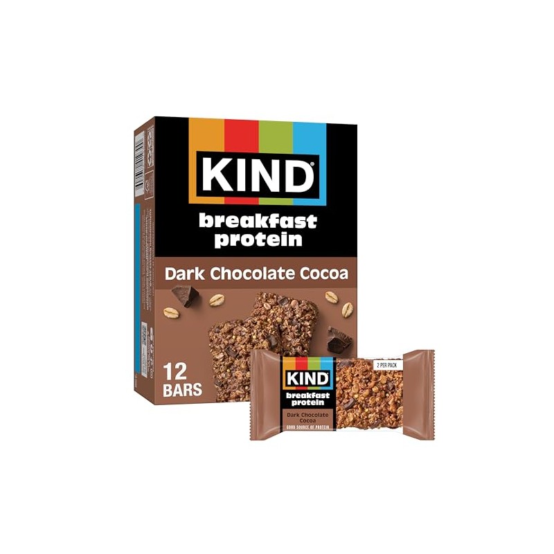 KIND Breakfast Protein Bars, Dark Chocolate Cocoa, Gluten Free, Low