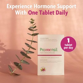 Promensil Perimenopause Supplements for Women- Red Clover Isoflavones Vitamins, Helps Support Hot Flashes, Night Sweats, Restlessness, Contains Biotin & Vitamin D- 30 Tablet Count, Pack of 1