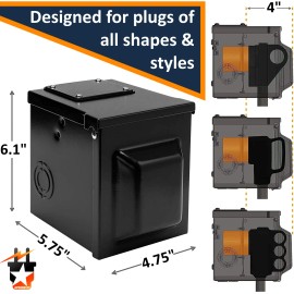 Journeyman-Pro 30 Amp RV Hookup Power Outlet Circuit Breaker Receptacle Box Rainproof Enclosure
