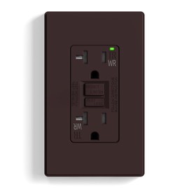 ELEGRP GFCI Outlet Outdoor, 20 Amp Self-Test GFI Electrical Outlet with Thinner Design, Weather & Tamper Resistant GFCI Receptacle, Ground Fault Receptacle w/Wall Plate, UL Listed, Brown, 1 Pack