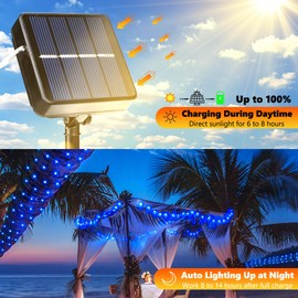Joomer Solar String Lights Outdoor, 2Pack Total 100FT 300LED 8 Modes Solar Fairy Lights,Waterproof Lights for Tree, Patio, Garden, Outdoors Decoration (Blue)