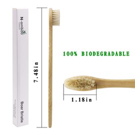 N-amboo Bamboo Toothbrush Boar Bristles 100% Biodegradable and Natural 8 Pieces of One Pack