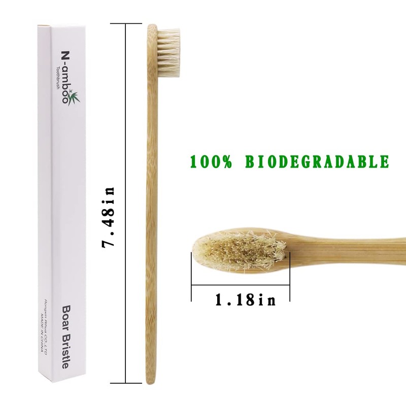 N-amboo Bamboo Toothbrush Boar Bristles 100% Biodegradable and Natural 8