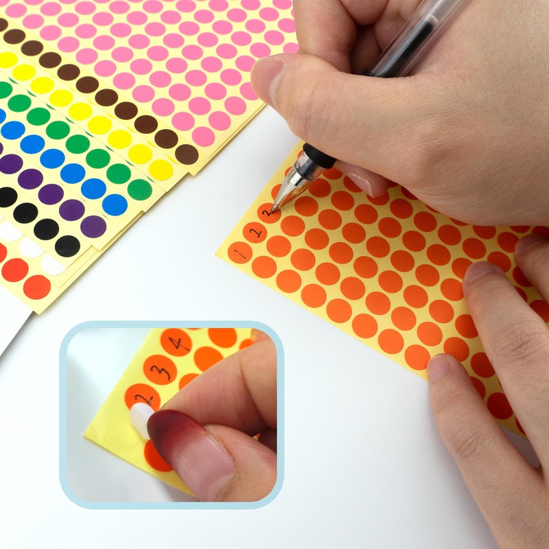 Desenda 10 Sheets/2600 PCS Coloured Dot Stickers 10 Colours Round