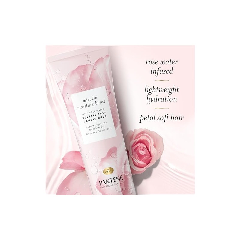 Pantene Acondicionador De Agua De Rosas Miracle Moisture Boost De