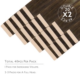 WENNALIFE Tape in Hair Extensions Human Hair, 40pcs 100g 22 inch Balayage Chocolate Brown to Honey Blonde Hair Extensions Real Human Hair Straight Tape in Extensions Reusable Real Hair Extensions